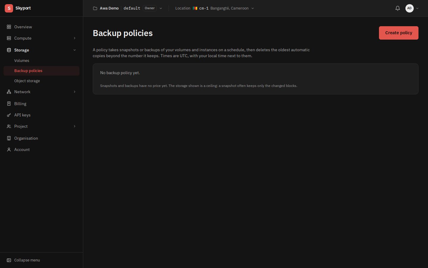 Backup policies.
