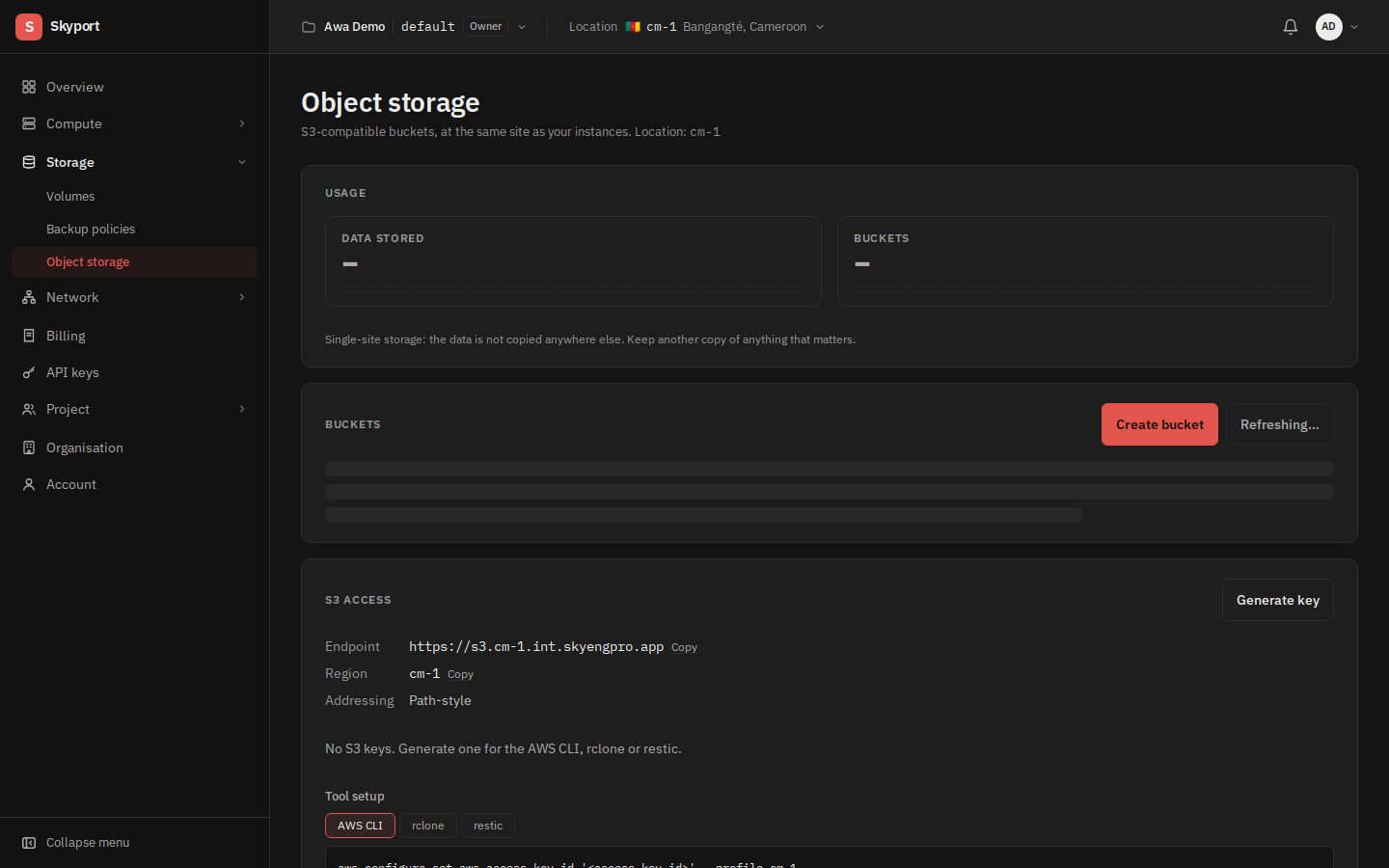 Object storage.